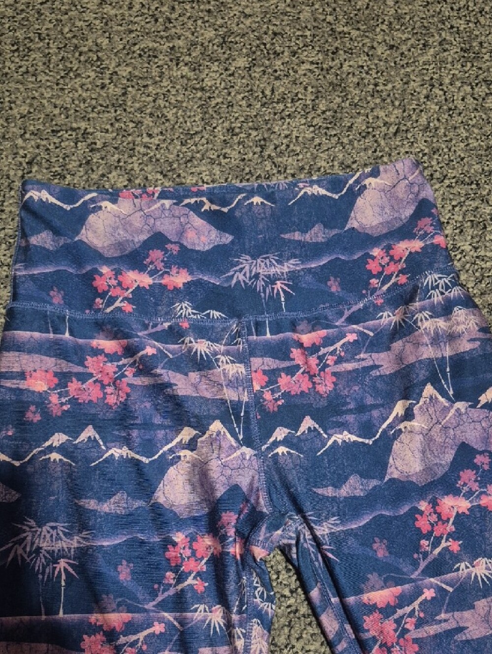 Kyodan Navy and Purple Floral Mountain Print Women's Leggings - Picture 3 of 5